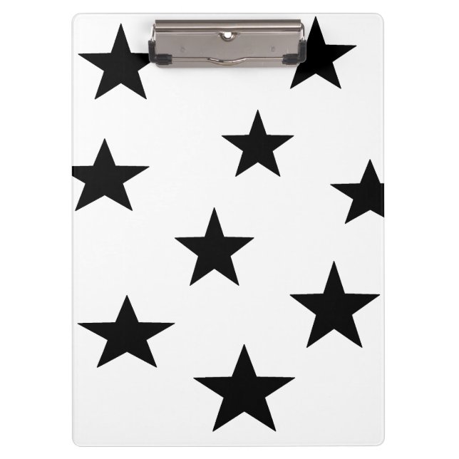 Black and White Stars Personalised Clipboard (Front)