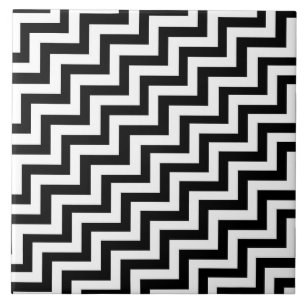 Black and white step pattern ceramic tile