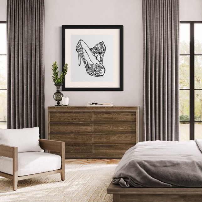 Black and White Stiletto Heels Vector Art Poster (Creator Uploaded)