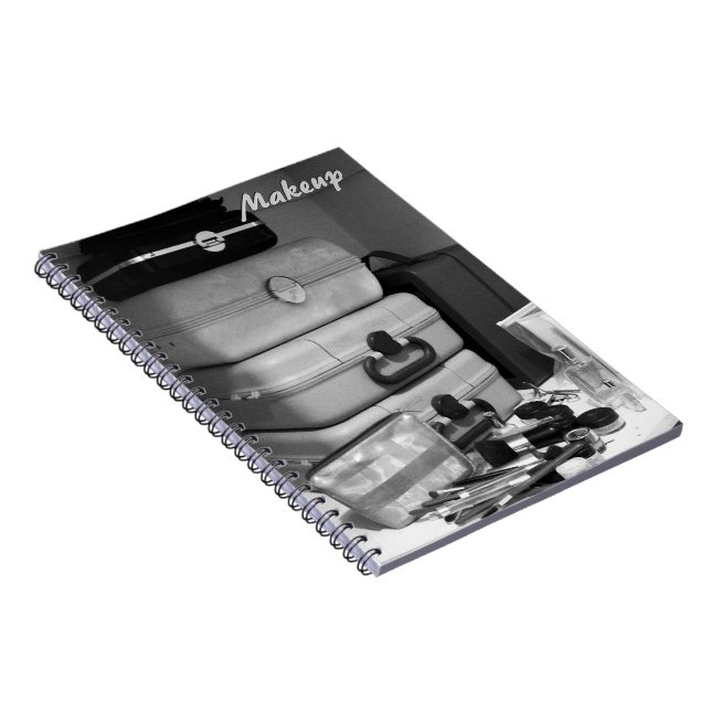 Black and White Still Life Makeup Photo Spiral Notebook (Right Side)