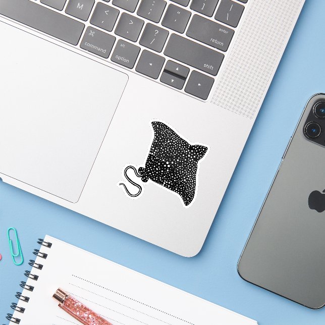 Black and White Stingray Sticker (Laptop w/ iPhone)
