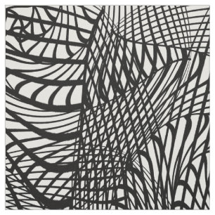 Black and White Striking Abstract Print Fabric