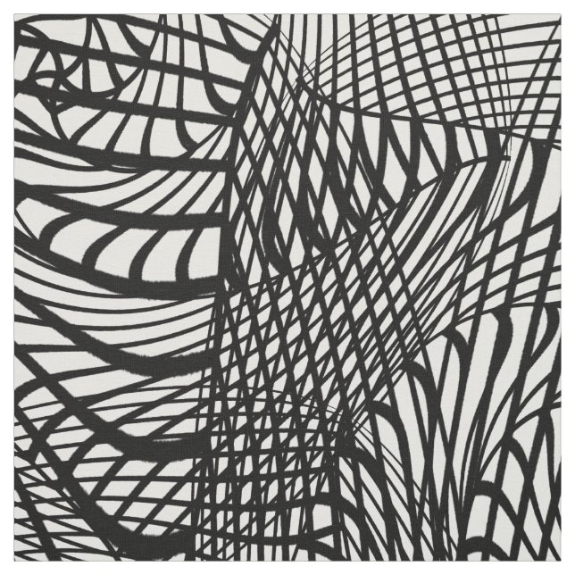 Black and White Striking Abstract Print Fabric (Swatch)