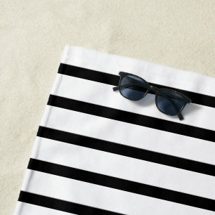 Black And White Stripe Beach Towel