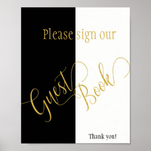 Black and white stripe gold script wedding sign