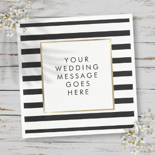 Black and White Stripe Gold Wedding Napkin