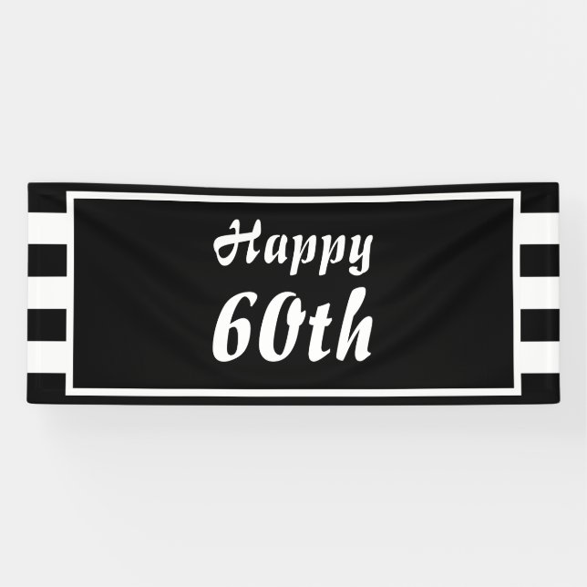 Black and White Stripe Monogram Banner (Horizontal)
