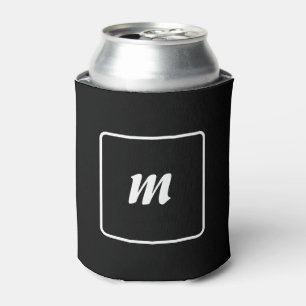 Black and White Stripe Monogram Can Cooler