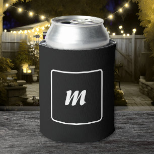 Black and White Stripe Monogram Can Cooler