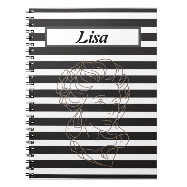 Black and White stripe Notebook (Front)