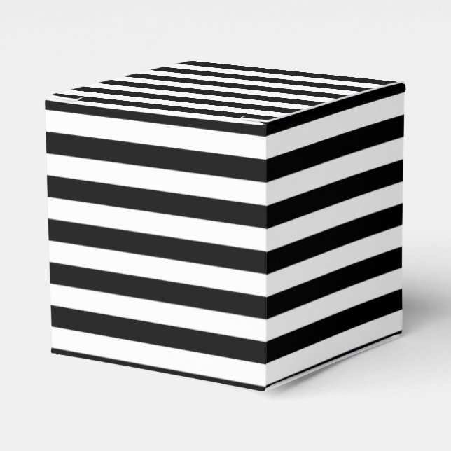 Black and White Stripe Pattern Favour Box (Front Side)