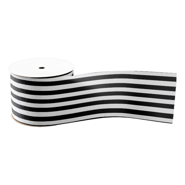 Black and White Stripe Pattern Grosgrain Ribbon (Spool)