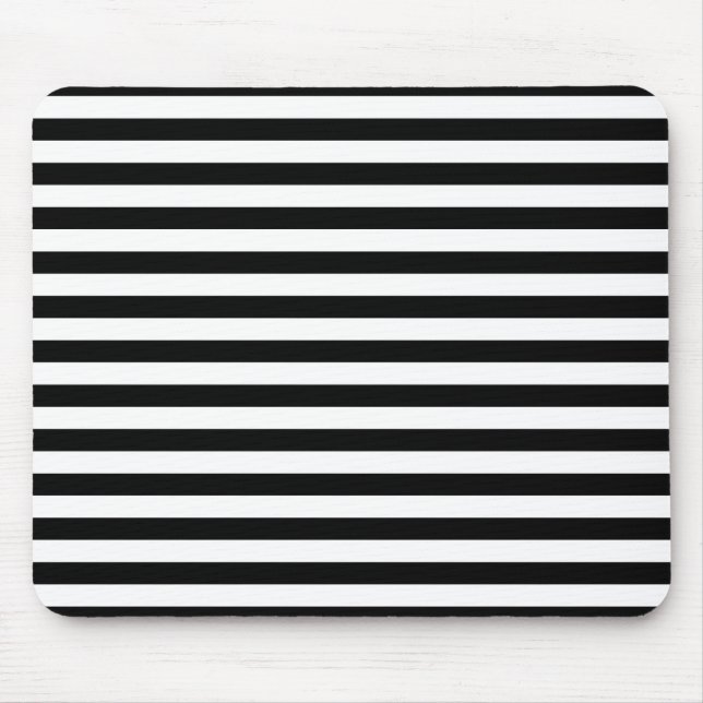 Black and White Stripe Pattern Mouse Pad (Front)