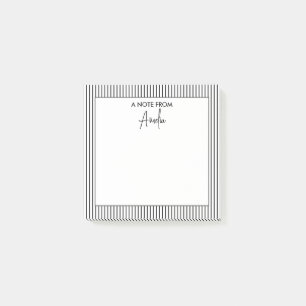 Black and White Stripe Pattern Personalised Name Post-it Notes