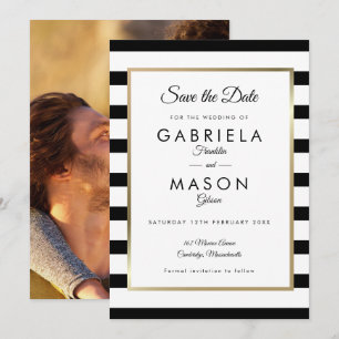 Black and White Stripe Photo Save The Date