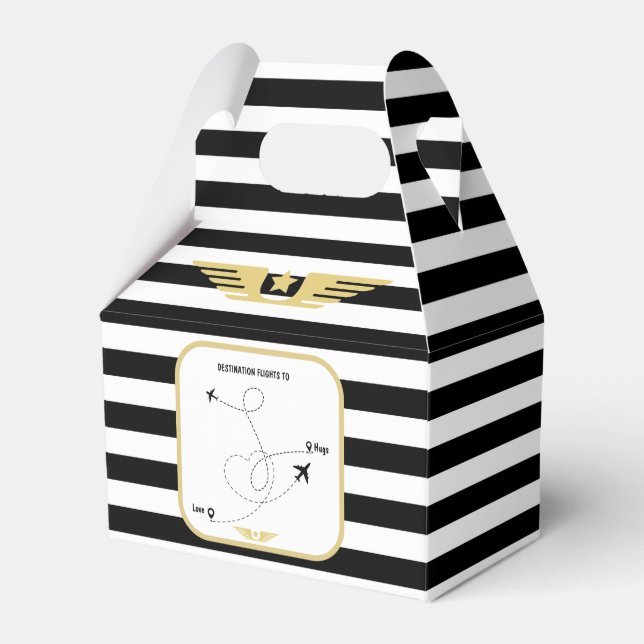 Black and white stripe pilot  favour box (Front Side)