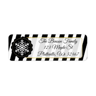 Black and White Stripe Snowflake Holiday Christmas