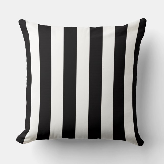 Black and White Stripe Throw Pillow (Front)