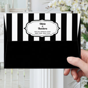 Black and White Stripe Wedding Envelope