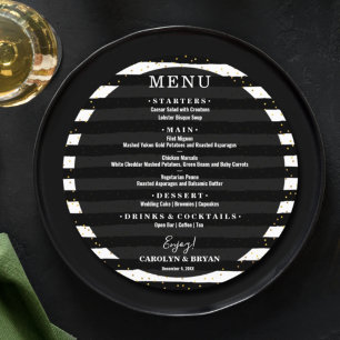 Black and White Stripe Wedding Menu