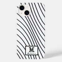 Black and white striped Abstract minimal Monogram 
