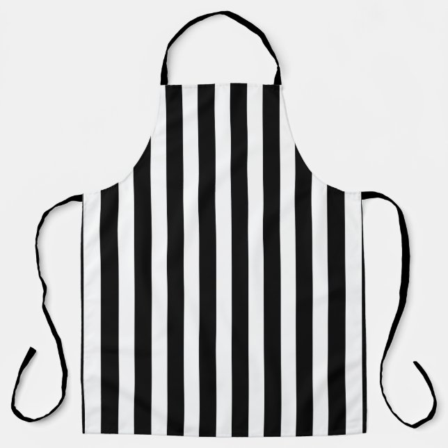 Black and White Striped Allover Apron (Front)