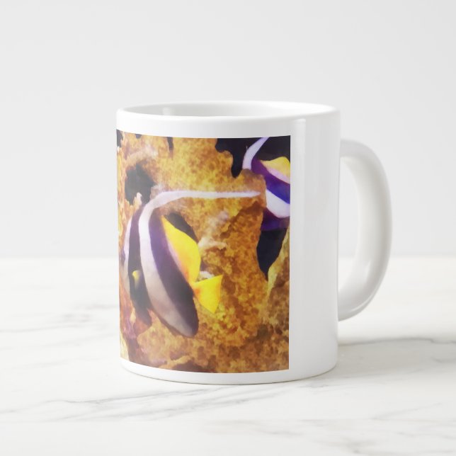 Black and White Striped Angelfish Large Coffee Mug (Front Right)