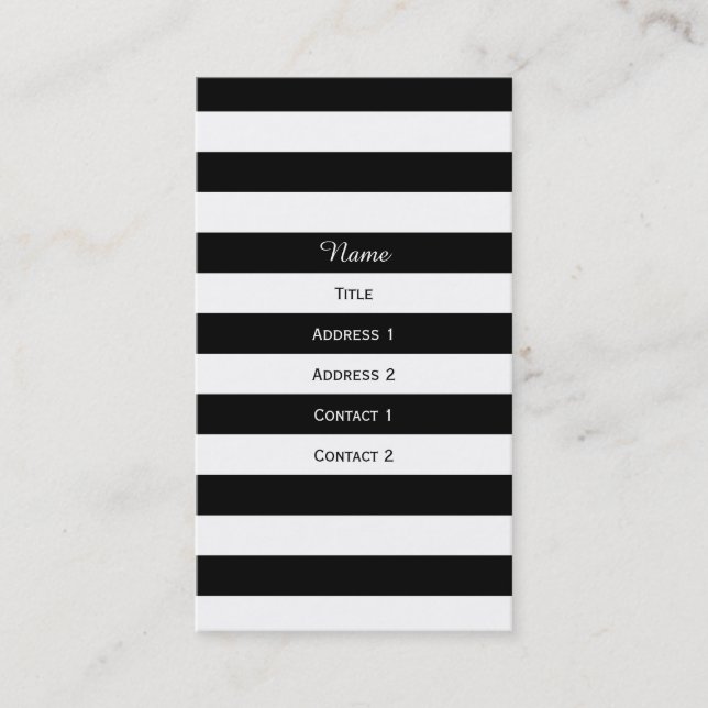 Black and White Striped Business Card (Front)