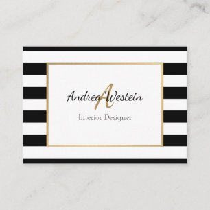 Black and White Striped Business Cards