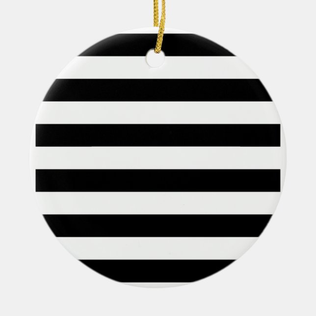 Black and White Striped Ceramic Tree Decoration (Front)