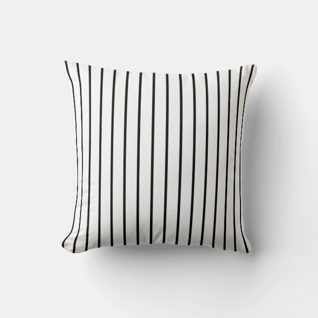 Black And White Striped Cushion (Front)