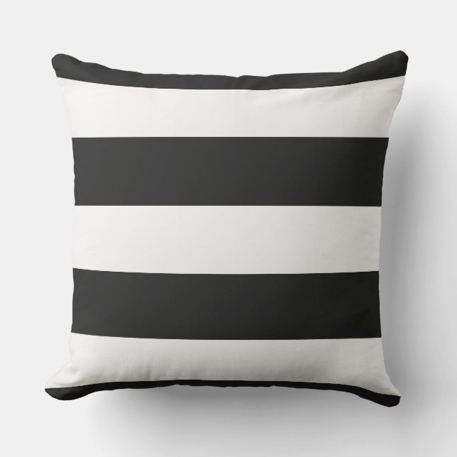 Black And White Striped Cushion (Front)