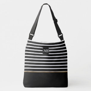 Black and White Striped - Customize Crossbody Bag