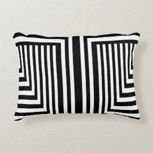 Black and White Striped Decorative Cushion
