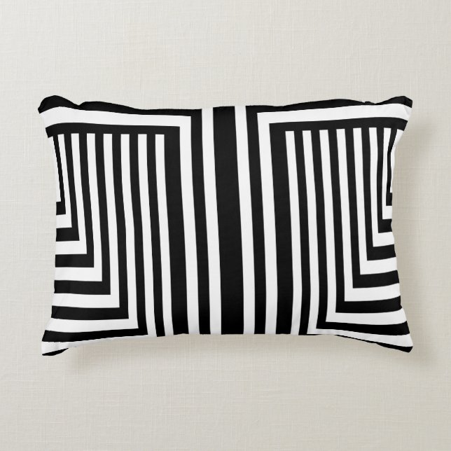 Black and White Striped Decorative Cushion (Front)