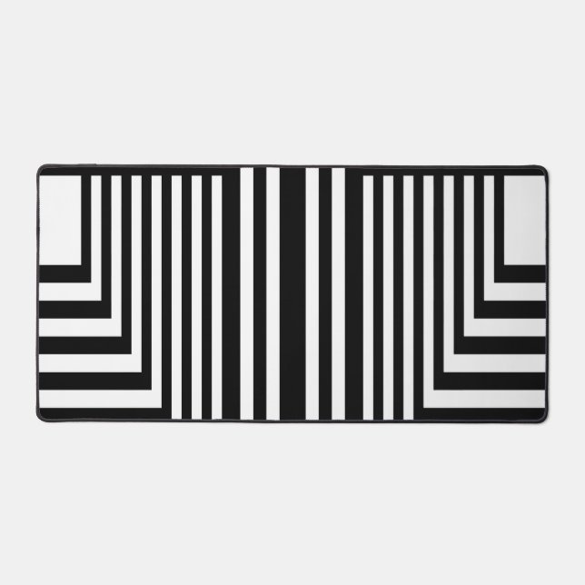 Black and White Striped Desk Mat (Front)