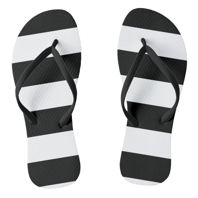 Black and White Striped Jandals (Footbed)