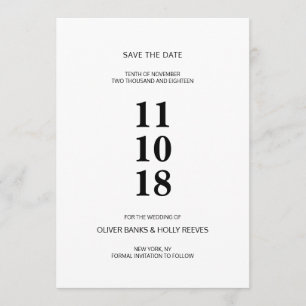Black and white striped modern save the date