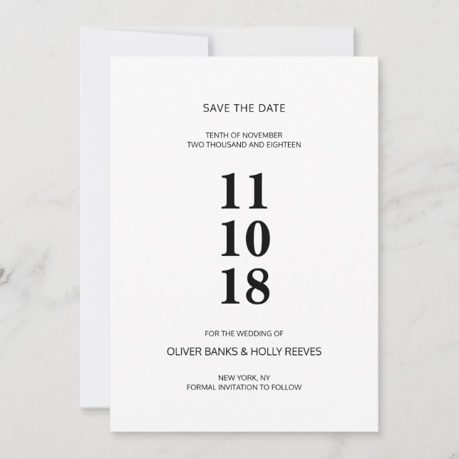 Black and white striped modern save the date (Front)