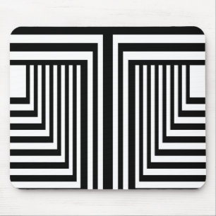 Black and White Striped Mouse Pad