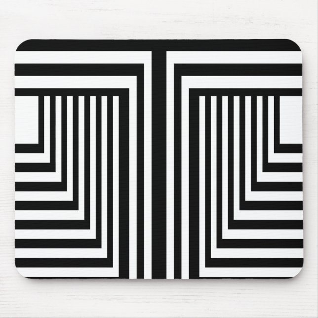 Black and White Striped Mouse Pad (Front)