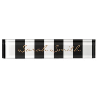 Black and White Striped Name Plate