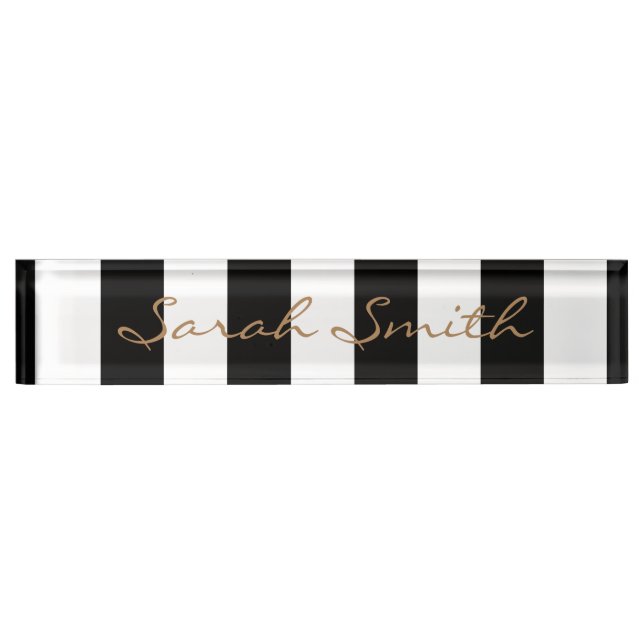 Black and White Striped Name Plate (Front)