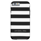 Black and White Striped Pattern Custom Name
