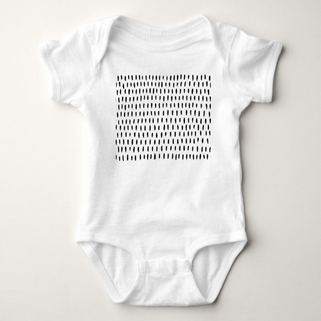Black and white striped pattern: hand-drawn baby bodysuit (Front)