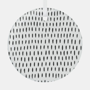 Black and white striped pattern: hand-drawn glass tree decoration