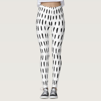 Black and white striped pattern: hand-drawn leggings