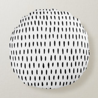 Black and white striped pattern: hand-drawn round cushion