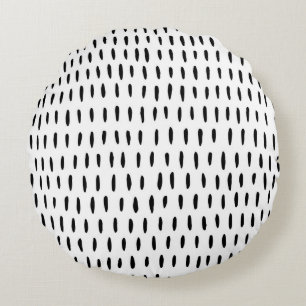 Black and white striped pattern: hand-drawn round cushion