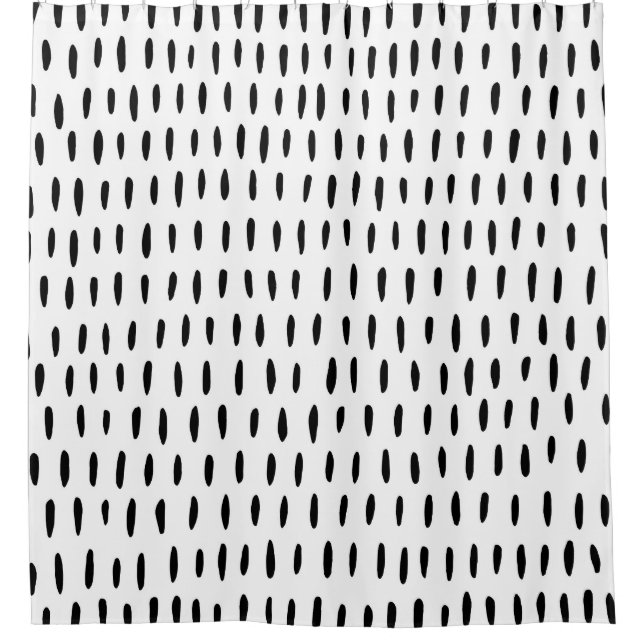 Black and white striped pattern: hand-drawn shower curtain (Front)